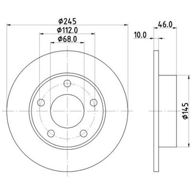 2x Set Hella Bremsscheibe Bremsscheiben Satz Hinten für Audi 100 200 C3 A8 4D2