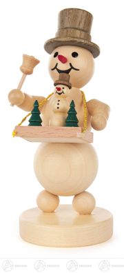 Schneemann mit Bauchladen BxHxT = 5x11x5cm NEU Erzgebirge Miniatur Holzfigur