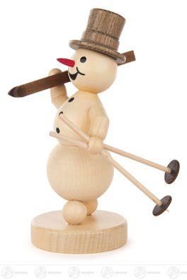 Schneemann mit Ski auf Schulter BxHxT = 6x11,5x8cm NEU Erzgebirge Miniatur