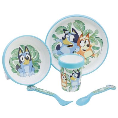 Bluey Teller-Set –Mikrowellengeeignet 5-teiliges Kindergeschirr mit rutschfestem
