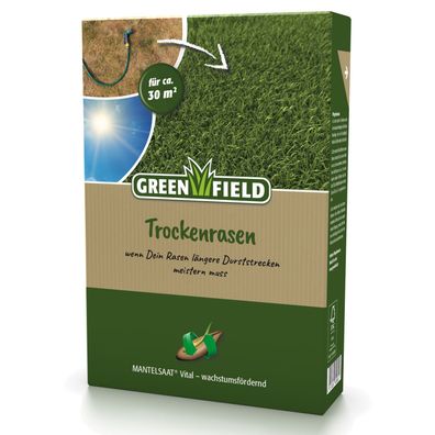 Greenfield Trockenrasen, Mantelsaat Vital - 1 kg Rasensamen für trockene Böden