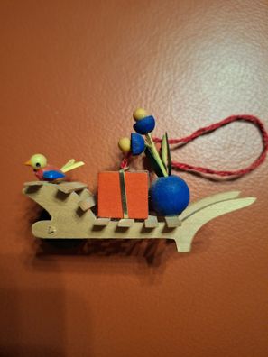 Osterdekoration Strauchbehang Karre mit Osterdeko Volkskunst Erzgebirge