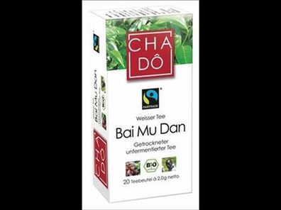 Cha Dô 6x Fairtrade Bai Mu Dan Teebeutel 20x2g 40g