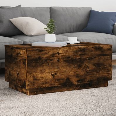 vidaXL Couchtisch mit LED-Leuchten Räuchereiche 90x50x40 cm