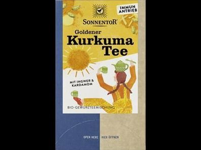 Sonnentor 3x Goldener Kurkuma Tee, Doppelkammerbeutel 36g
