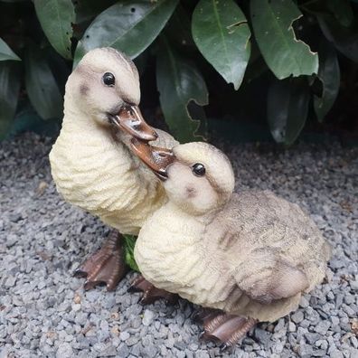 Gartenfigur zwei kleine Enten Figuren 14 cm