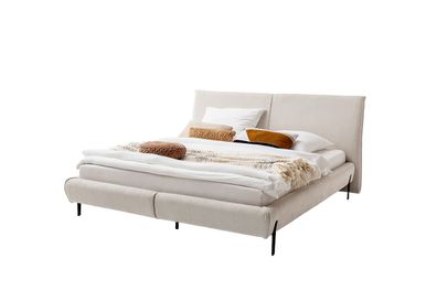 Polsterbett Pula 140x200 Stoff Sereno creme Fuss Metall schwarz