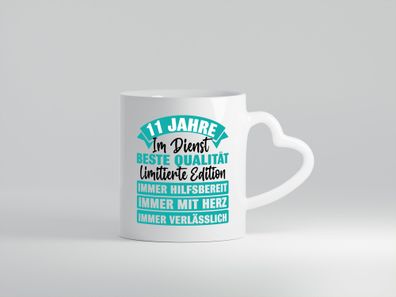 11 Jahre im Dienst | Jubiläum | Arbeit - Herz Tasse Weiß