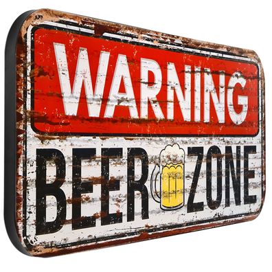 Moritz Blechschild XXL Warning Beer Zone 100 x 46,5 Vintage Retro Nostalgie Deko