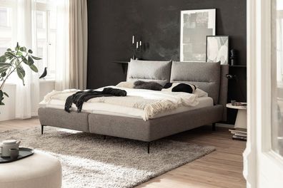 Polsterbett Auckland 180x200 Stoff Puente blaugrau Fuss Metall schwarz