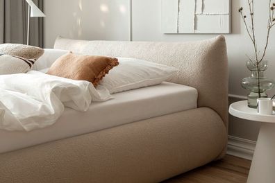 Polsterbett Fortello mit Stauraumfunktion 180x200 Stoff Marieta cappuccino