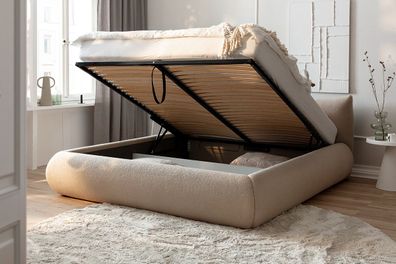 Polsterbett Fortello mit Stauraumfunktion 160x200 Stoff Marieta cappuccino
