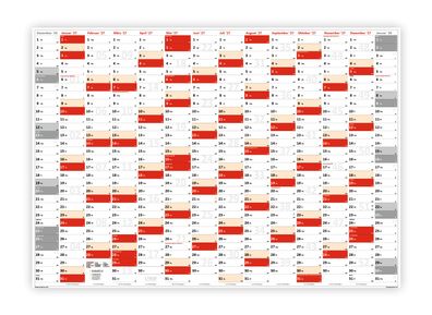XXL Wandkalender DIN A0 2027 (rot2) große Tageskästchen (Kalender werden gerollt vers