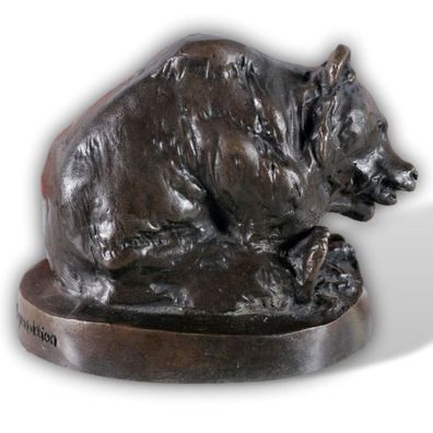 Bronzeskulptur fressender Bär nach Georg August Gaul Replik Kopie Antik-Stil