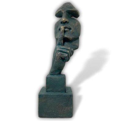 Skulptur "Der Flüsterer" Gesicht Hand Figur Dekoration Kunststein Antik-Stil