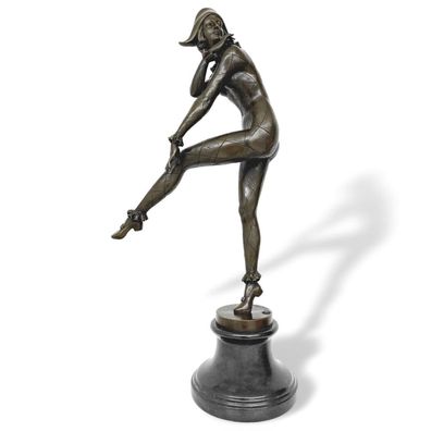 Bronzeskulptur Harlekin Frau nach Alfred Gilbert Bronze Figur 72cm Replik Kopie