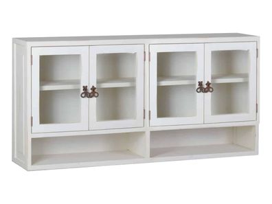 MiaMöbel Mexico Hängeschrank "Old White" mit 4 Glastüren