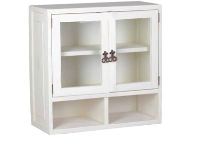 MiaMöbel Mexico Hängeschrank "Old White" mit 2 Glastüren