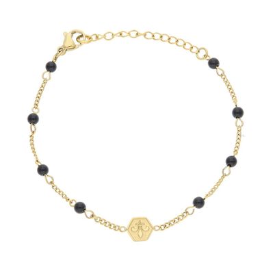 JuwelmaLux Armband Fantasie Edelstahl vergoldet mit Onyx JL16-03-0542