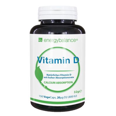 Vitamin D 20 µg aus Vitamin-D-Hefe, 150 VegeCaps - Energybalance