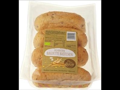 Nur Puur 6x Mehrkorn Baguette Brötchen, 4 Stück 300g