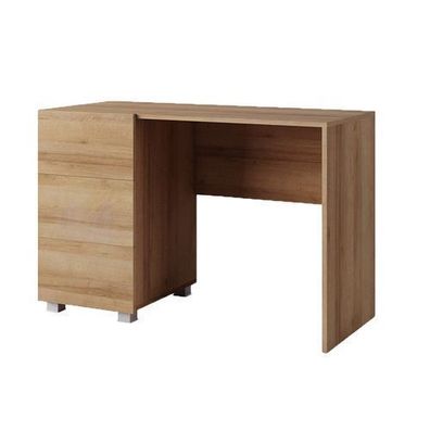 BETTSO Schreibtisch Computertisch mit Schubladen silberne Beine BIRD Gold Craft Eiche