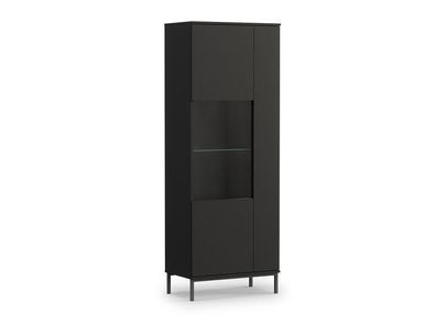 BETTSO Vitrine mit Glas Kommode Sideboard Highboard 2 Türen CLAW 70 Schwarz