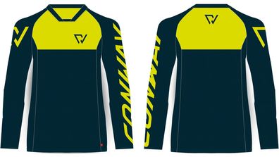 CONWAY Langarmtrikot "Freeride Jersey LS dark blue / acid, Gr. M