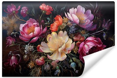 Muralo Vlies Selbstklebende Fototapete BLUMEN Pfingstrosen Blätter Pflanzen Natur