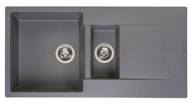 Reginox Amsterdam 15 Küchenspüle mit Restebecken und Abtropffläche grau metallic