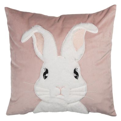 Clayre & Eef Kissenbezug 45x45 cm Rosa Polyester Kaninchen (Gr. 45x45 cm)