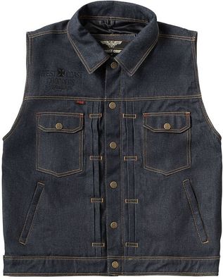 WCC West Coast Choppers Herren Weste Collab 131/2 Denim Riding Vest - Blue Raw
