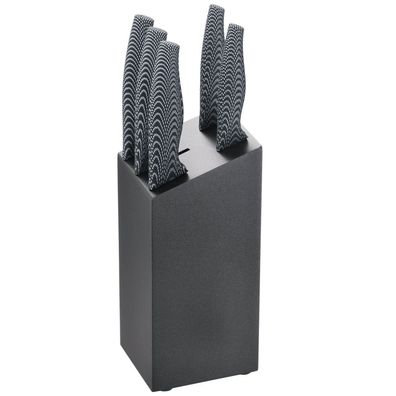 Michelino 6-teiliges Edelstahl Messer-Set mit Messerblock aus Holz Kochmesser