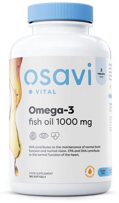 Omega-3 Fish Oil, 1000mg, Lemon - 180 softgels