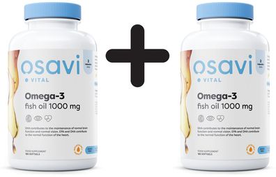 2 x Osavi Omega-3 Fish Oil, 1000mg, Lemon - 180 softgels