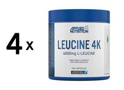 4 x Applied Nutrition Leucine 4K (180 Caps) Unflavoured