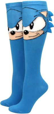 Sonic Kniestrümpfe - Blaue Damenstrümpfe mit Federkiele