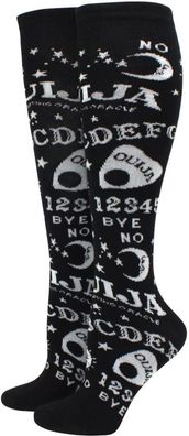 Ouija Kniestrümpfe - Schwarze Damenstrümpfe mit Mystery-Style