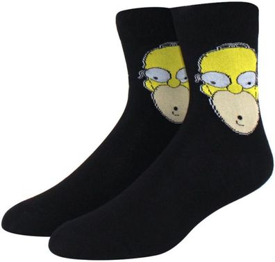 Homer Schwarze Midi-Socken - The Simpsons Crew Cartoon-Design Socken