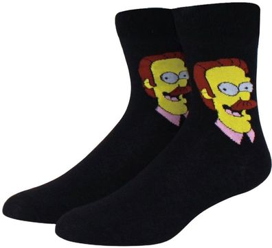 Ned Flanders Schwarze Midi-Socken - The Simpsons Crew Cartoon-Design Socken