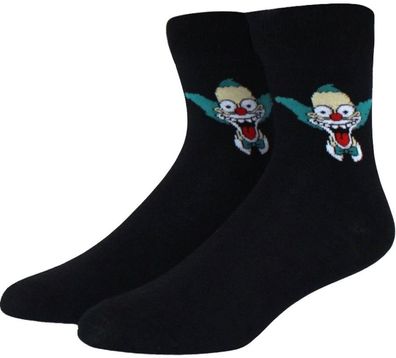 Krusty der Clown Schwarze Midi-Socken - The Simpsons Crew Cartoon-Design Socken