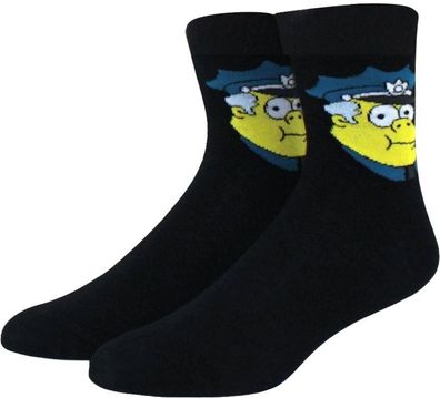 Clancy Wiggum Schwarze Midi-Socken - The Simpsons Crew Cartoon-Design Socken