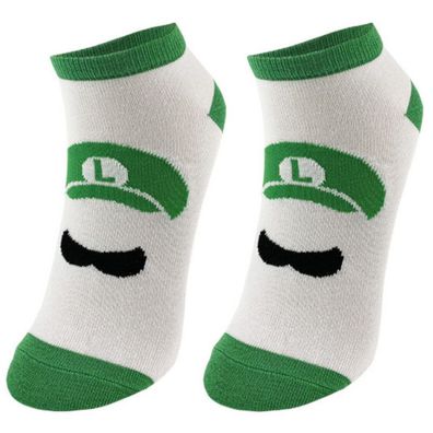 Luigi mit Schnurrbart Sneakers - Super Mario Bros Socken in 1/4-Länge