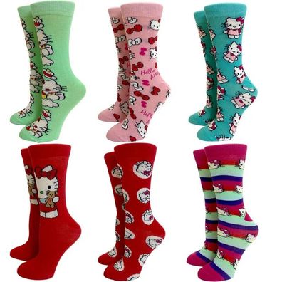 Hello Kitty 6er Pack Socken - Hallo Kätzchen Cartoon Socken