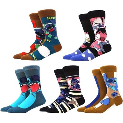 Stitch 5 Paar Crew Socken (Special Edition) - Lilo & Stitch Cartoon-Socken