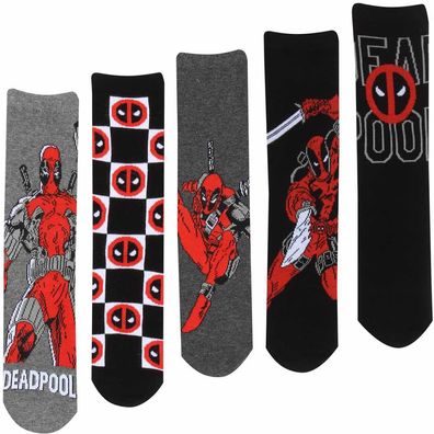 Deadpool 5er Pack Socken - Marvel Comics Heroes-Socks in Geschenk Box