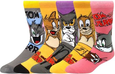 Tom & Jerry Crew Cartoons Socken - MGM 5er-Pack Lustige Socken