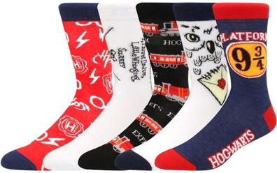Hogwarts Crew Cartoons Socken - Harry Potter 5er-Pack Lustige Socken