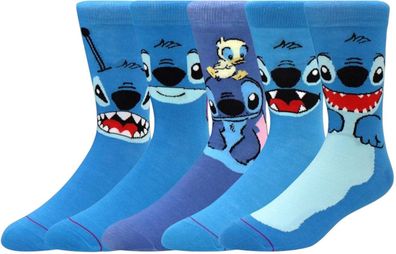 Stitch Crew Cartoons Socken - Disney 5er-Pack Lustige Socken