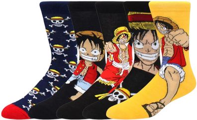 One Piece Crew Socken - 5er-Pack Mugiwara Cartoon-Socken für Fans